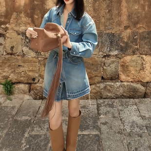 2026年秋季新款韩版时尚复古气质牛仔风牛仔外套半身裙两件套装女
