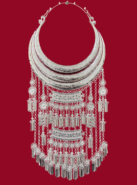 民族风苗族侗族苗银流苏项圈