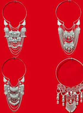 贵州苗族镀银挂脖项圈民族风