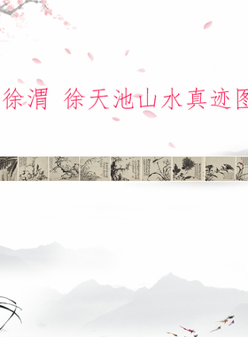 徐渭 徐天池山水真迹图册 复古书画水墨花卉国画微喷仿古复制装饰