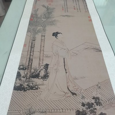 唐寅 仕女图 复古书画人物写生国画真迹微喷仿古复制挂轴礼品装饰