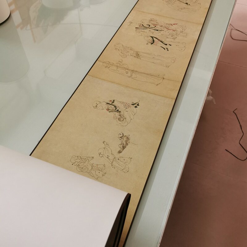 江户时代 仿周文矩宫中图卷 复古书画人物工笔国画微喷复制装饰画
