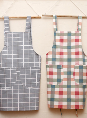 包邮时尚纯棉布家居厨房做饭围裙简约可爱成人工作围裙防油污围腰