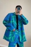 秋季个性渲染幻彩秀场款气质百搭复古韩版男西服外套2411-P135，男装西服，电商A246