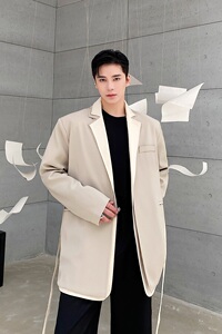 秋季个性双层领设计男女休闲西服外套假两件上衣5129P140图片