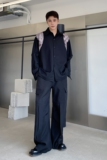 山本暗黑撞色拼接可拆卸长袖翻领男衬衣潮流简约短袖衬衫5075P85，男装T恤，电商A246