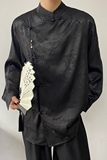 春季新中式锦缎提花盘扣流苏压襟立领长袖男女衬衣风5224P100，男装衬衫，电商A246