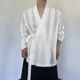 秋季新款镂空提花复古绑带设计长袖男女衬衣6825P95，男装衬衫，电商A246