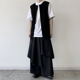 春夏山本暗黑系圆领无袖系扣男背心潮流坎肩休闲上衣3834P48，男装背心/马甲，电商A246