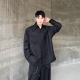春季新款个性尖领系扣设计长袖男女衬衣潮流痞帅休闲衬衫5238P90，男装衬衫，电商A246