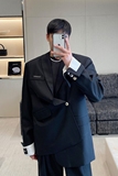 早春简约撞色袖口设计男西服个性拉链调节宽松韩版外套2526P140，男装西服，电商A246