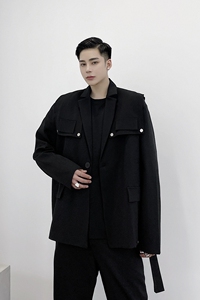 时髦个性披肩设计气质腰带宽松西服外套3988-P125图片
