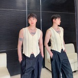 春夏新款开衫针织背心简约韩版百搭休闲男女潮流坎肩MY62P70，男装背心/马甲，电商A246