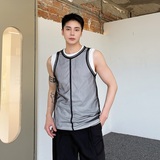 夏季潮流两件套设计男女背心个性欧根纱透视圆领坎肩上衣5160P75，男装背心/马甲，电商A246