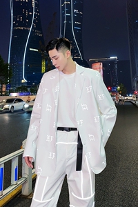 早秋网红INS潮流反光字母个性百搭男女宽松西服A261-9931-P125图片