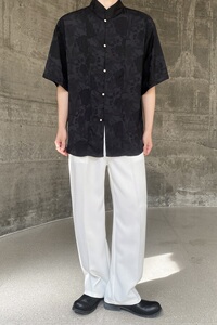 夏季新中式缎面提花立领短袖男女衬衣风禅意休闲衬衫3571P85图片
