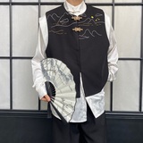 秋季新中式山水刺绣圆领金属盘扣马甲复古风禅意背心2605P105，男装背心/马甲，电商A246