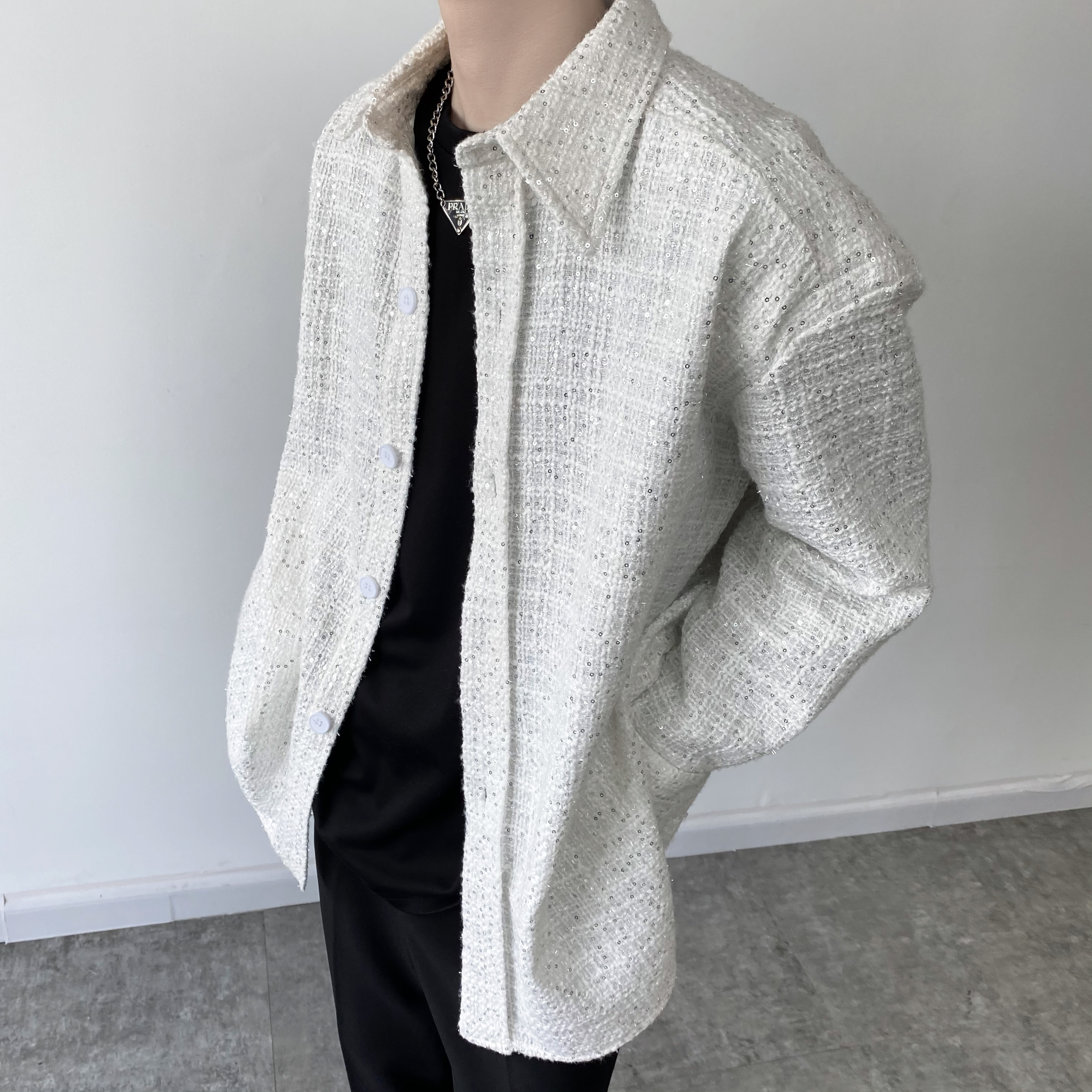 高级感手工立体亮丝翻领长袖衬衫男痞帅雅痞A246-5008-P115,男装衬衫,电商A246