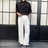 夏季新中式缎面提花立领短袖男女衬衣风禅意休闲衬衫3571P85，男装衬衫，电商A246