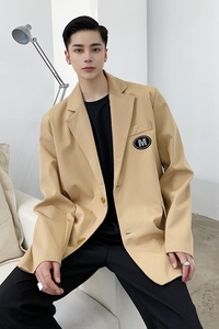 韩设计师基础款贴标雅痞百搭宽松西服A261-9936-P105