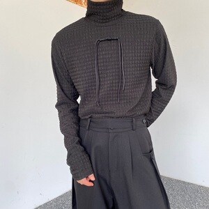 秋冬新中式肌理纹半高领盘扣男女长袖卫衣打底衫潮流复古3531P75图片
