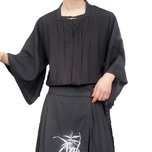 夏季新中式方领中袖男女衬衣复古风汉服衬衫3573P95图片