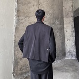 秋冬加厚毛呢牛角扣短款翻领男女马甲潮流外搭时髦坎肩3673P85，男装背心/马甲，电商A246