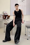 潮流个性立体切割设计男长裤暗黑系阔腿工装男裤机能风2467P105，男装工装外套，电商A246