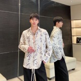 春季新中式水墨竹提花翻领长袖男女衬衣风禅意系带设计3556P95，男装衬衫，电商A246