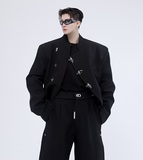 秋冬暗黑中式立领个性金属扣设计短款男女西服外套潮流5104P140，男装西服，电商A246