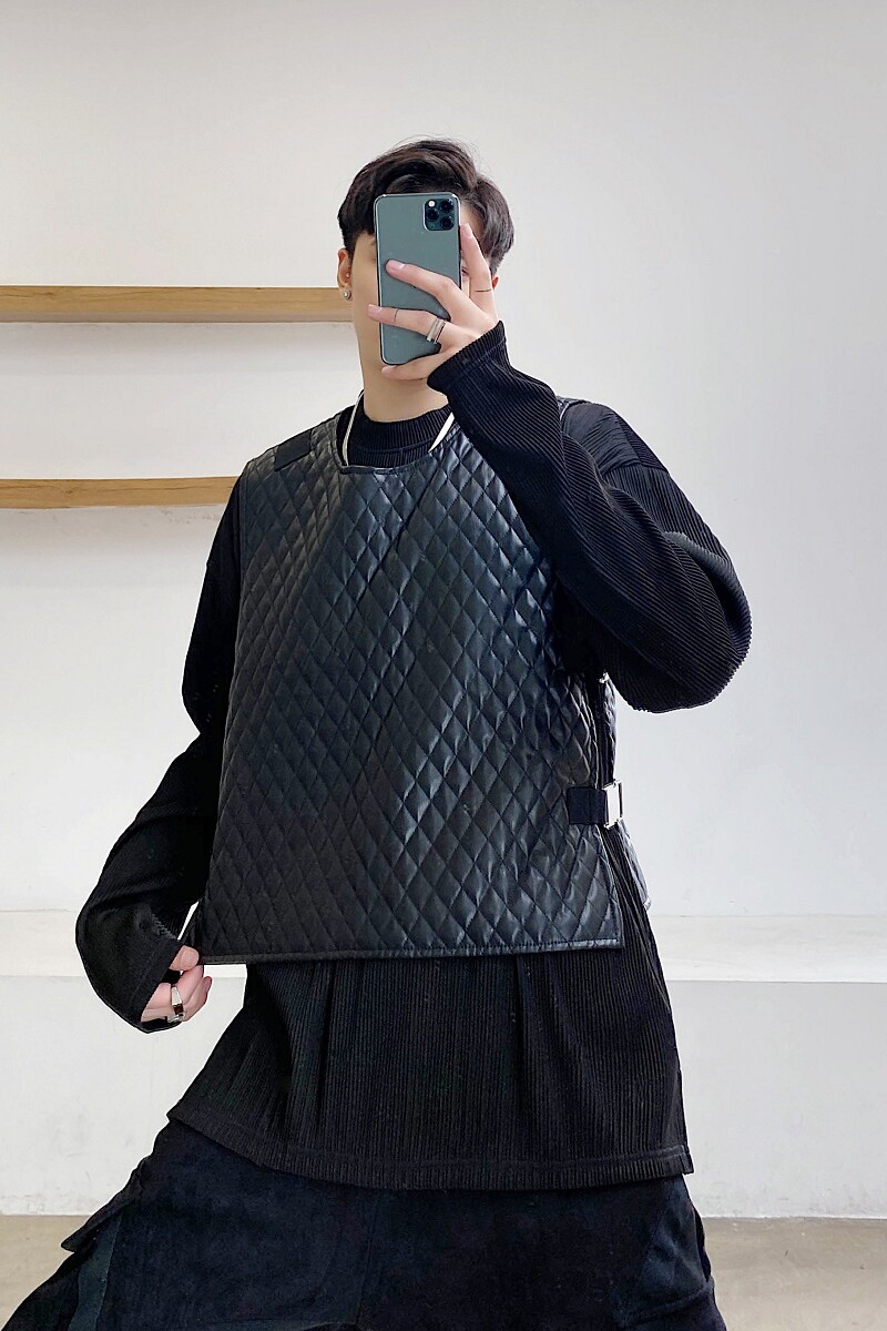 设计师原创小众暗黑个性百搭机能风战术皮马甲背心2344-P85,男装背心/马甲,电商A246