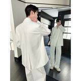 26潮流西服套装个性双门襟垫肩外套直筒休闲长裤5302P285，男装西服套装，电商A246