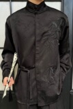 中式立领盘扣双门襟长袖男女衬衣风禅意缎面提花刺绣3540P105，男装衬衫，电商A246