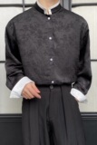春夏新中式提花撞色立领男女长袖衬衣复古禅意休闲衬衫5234P95，男装衬衫，电商A246