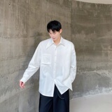 春季新款个性尖领系扣设计长袖男女衬衣潮流痞帅休闲衬衫5238P90，男装衬衫，电商A246