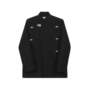 秋冬新中式立领金属扣西服个性立体纹理复古衬衣风外套3523P145图片