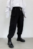 冬季暗黑加绒加厚束脚腰带设计男女长裤潮流发型师裤子2186-1P85，男装卫衣，电商A246
