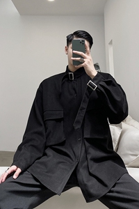 原创设计款立领袢带个性立体袋加厚毛呢料衬衣外套A261-9947-P95图片