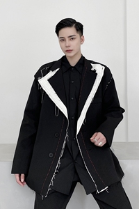设计师款个性撞色手工明线小众暗黑西服外套A261-9933-P135图片