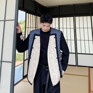 高端轻奢风定制设计款拼接撞色宽松痞帅休闲西服外套3670-P125图片