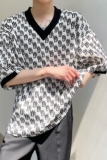 夏季原创个性字母潮流韩版V领休闲宽松时髦短袖T恤2387-P55，男装T恤，电商A246