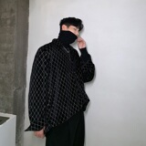 早秋丝绒烫钻几何菱形复古百搭宽松男衬衣A261-2126-P75，男装衬衫，电商A246