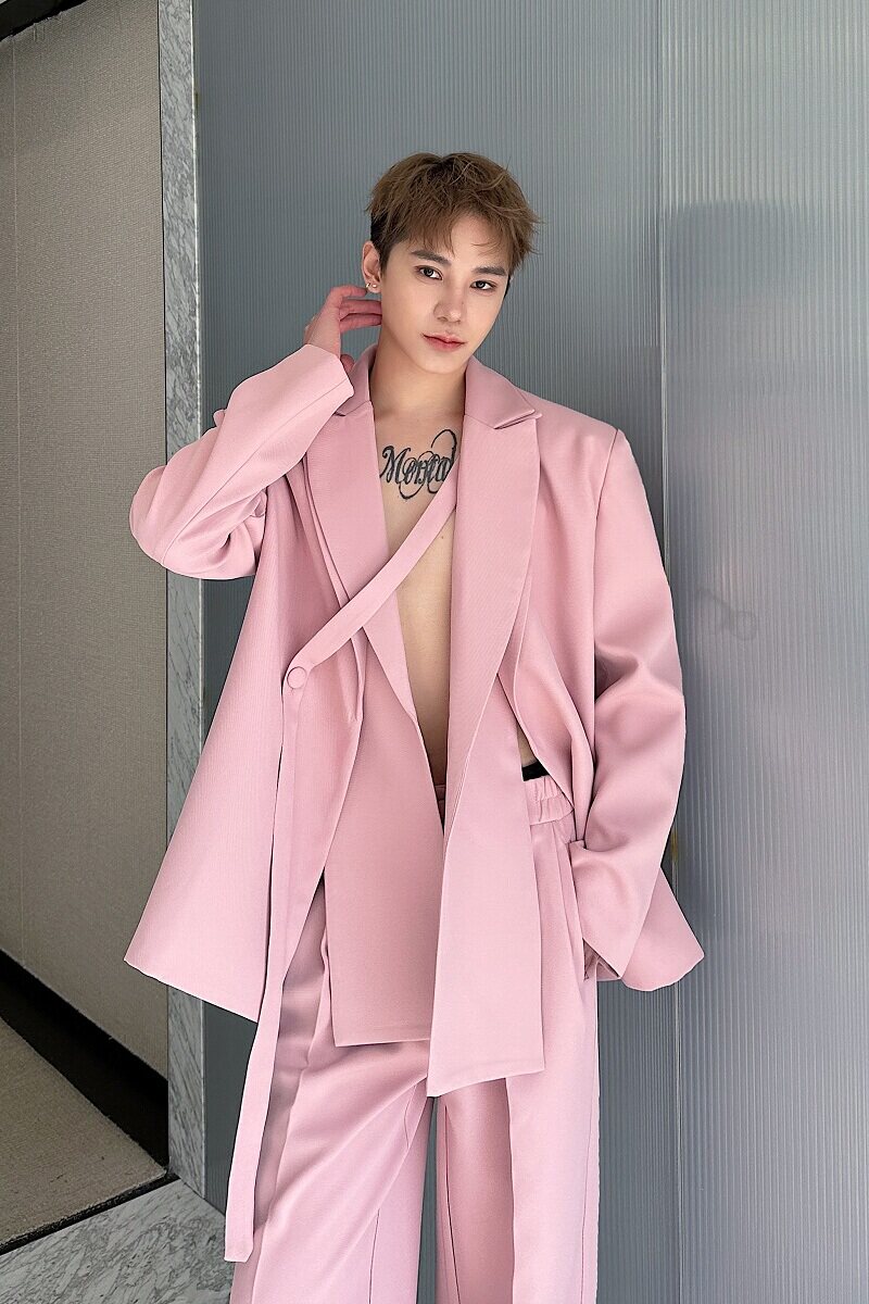 春季新款西服套装小众双领绑带设计西服阔腿休闲直筒长裤6831P245,男装西服,电商A246