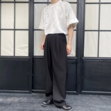 夏季新中式缎面提花拼接圆领短袖男女T恤复古风上衣9769P85，男装T恤，电商A246