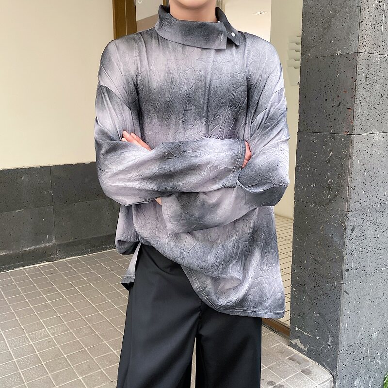 秋冬潮流休闲百搭立领长袖男女卫衣个性褶皱扎染冷淡风3527P95,男装卫衣,电商A246