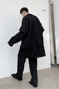 山本暗黑设计款三件套长袖衬衣2335P90短袖2336P75长裤2337P75图片