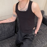 夏季个性方领弹力紧身背心短款针织无袖坎肩3564P55，男装背心/马甲，电商A246