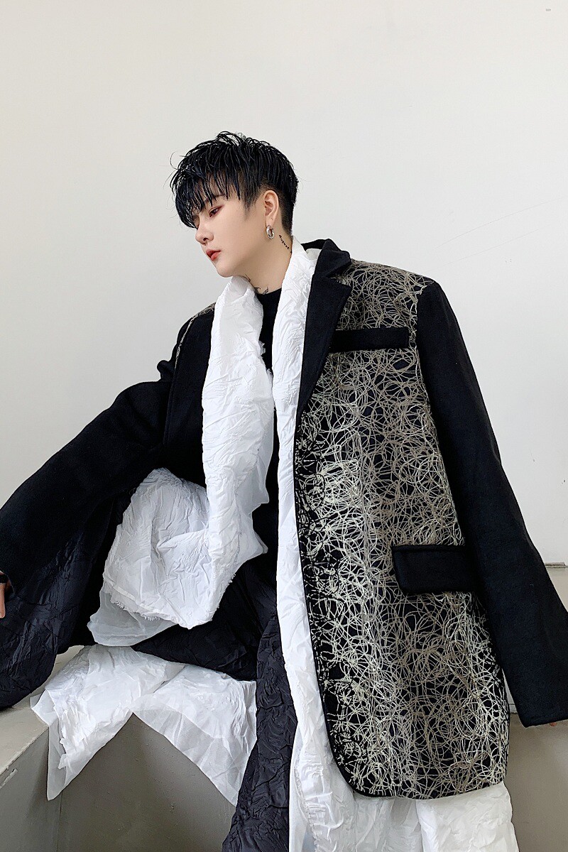 暗黑系限量定制款手工编织拼接西服A261-3009-P135,男装西服,电商A246