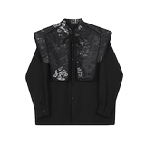 春季新中式复古提花披肩假两件立领长袖男女衬衣风衬衫2642P125，男装衬衫，电商A246