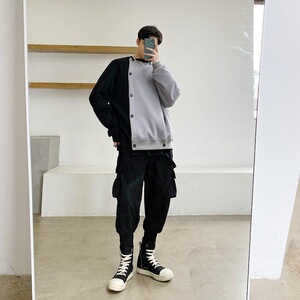 高端轻奢风定制设计款拼接撞色宽松休闲卫衣外套3823-P90图片
